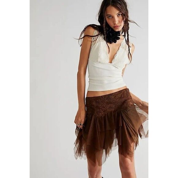 Free People Brown Mini Skirt - Picture 1 of 4
